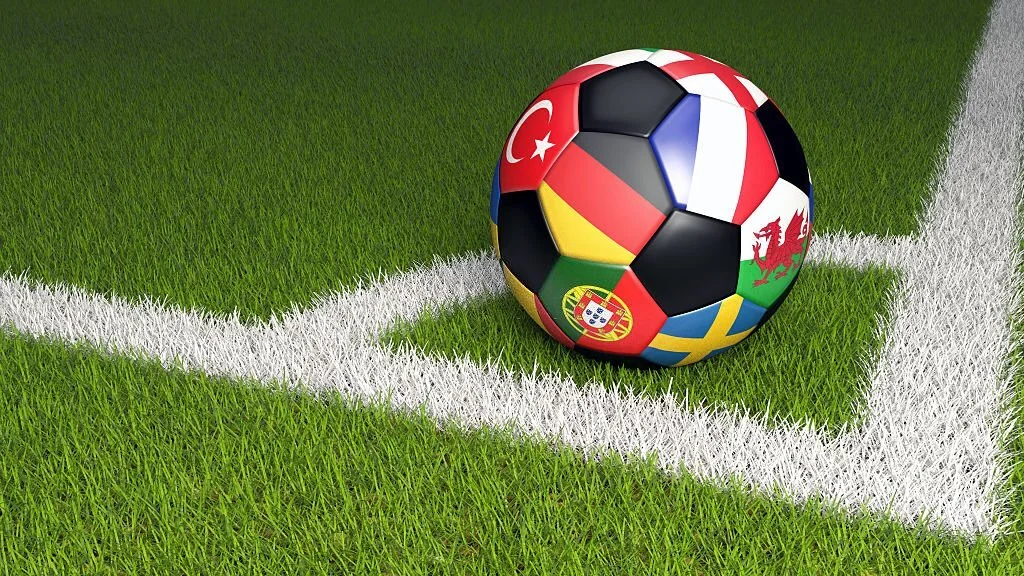 3D illustration of soccer ball on green grass