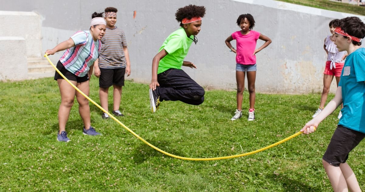 Children play Mastering seesaw Jump Training 2023